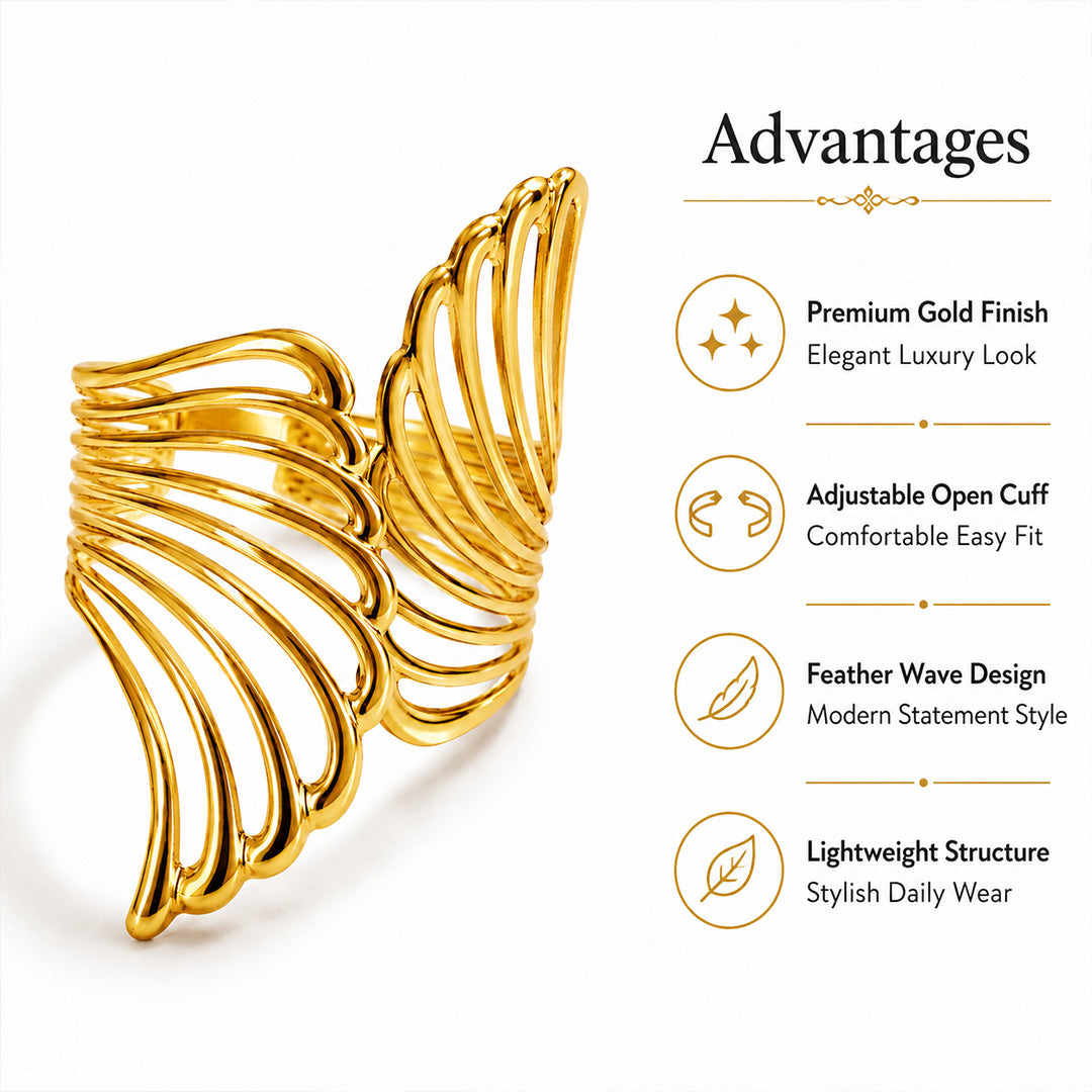 Gold Plated Cuff Bracelet for Women & Girls