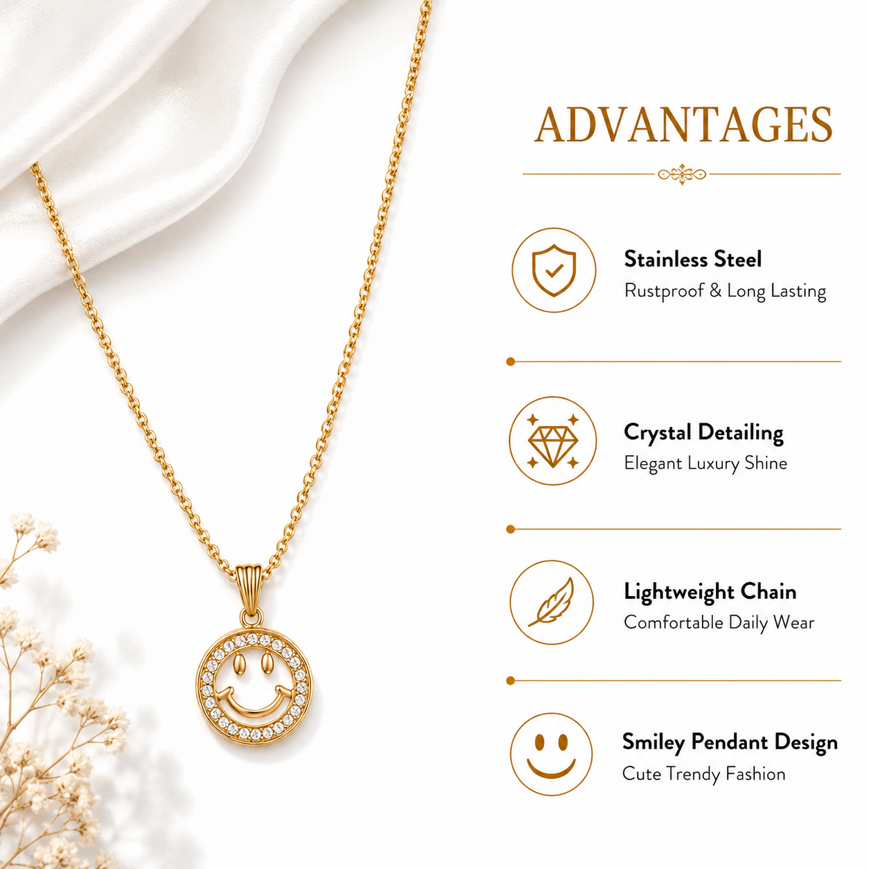 Smiley AD Pendant for Women/Girls