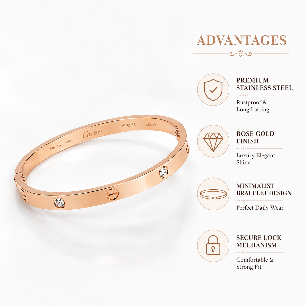 Rose Gold-plated Anti Tarnish Stylish Adjustable Bracelet for girls| Women | Men