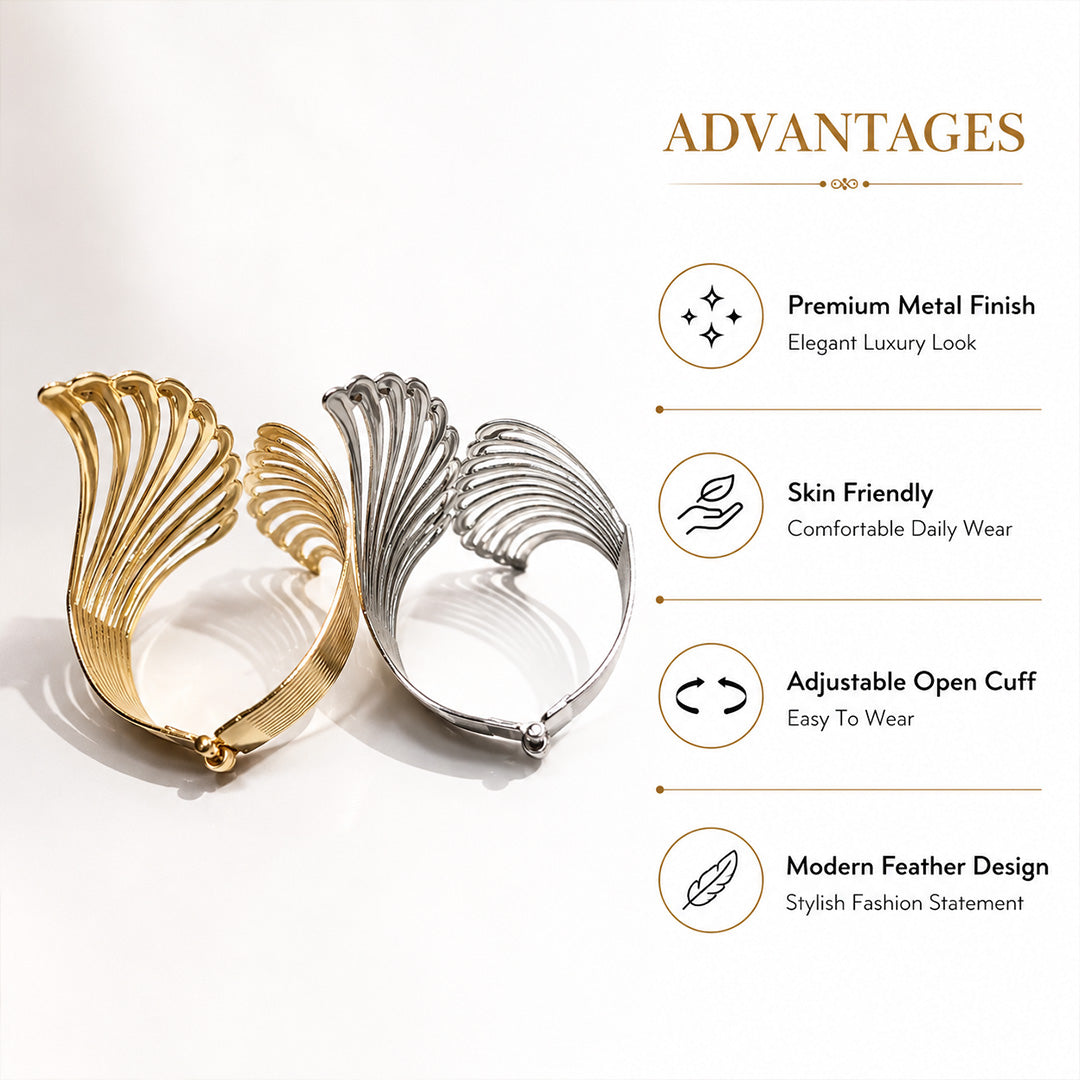 Golden & Silver Plated Combo Cuff Bracelet for Women & Girls