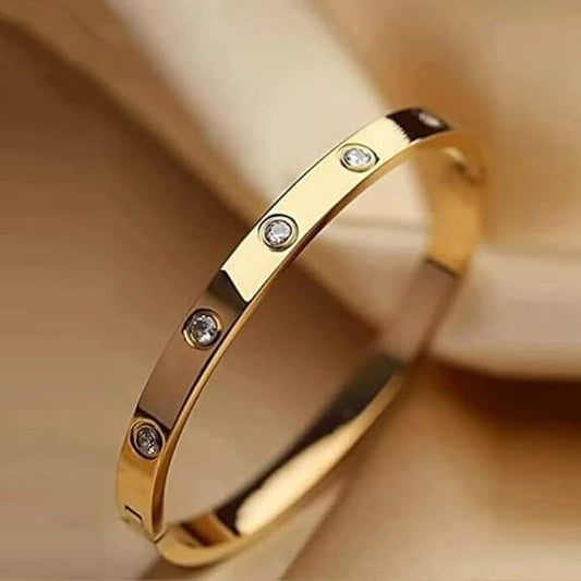 Shining18K Gold Plated Stainless Steel Openable Crystal Bracelet