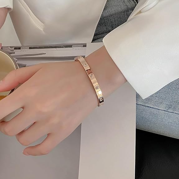 Shining18K Gold Plated Stainless Steel Openable Crystal Bracelet