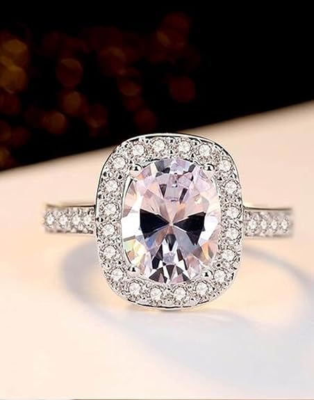 Stylish Silver Plated Solitaire Crystal Ring for Women and Girls