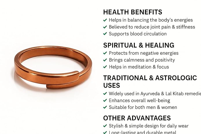 100% Pure Copper Adjustable Free Size Finger Ring Tamba Challa Fashion