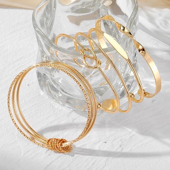 Shining Set of 5 Latest Stylish Multilayer Bangle Bracelet for Women and Girls