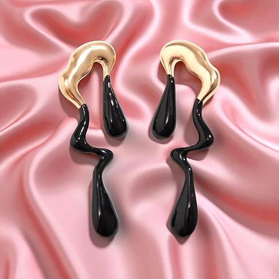 Nilu's Collections Abstract Drip Design Earrings in Trendy and Modern Look | gift for her,gifts for womens & gilrls