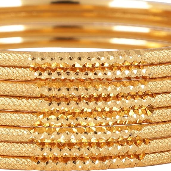 Shining Latest One Gram Gold Plated Set of 8 Traditional Bangles for Women and Girls