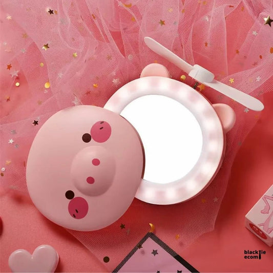 Cute Piggy Pocket LED Lights Mirror