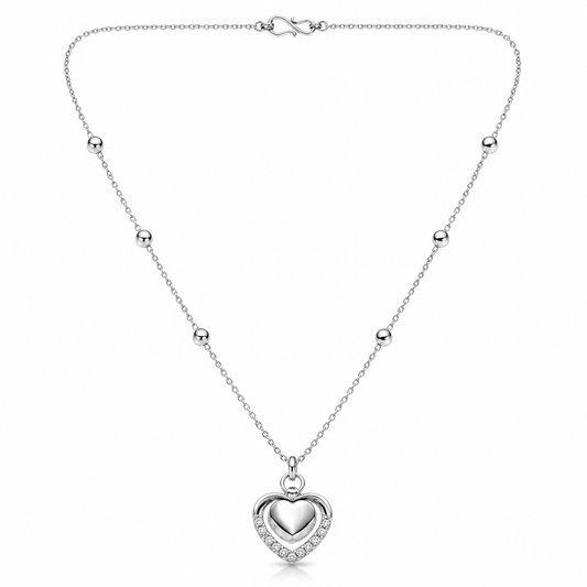 Silver Double Heart AD Pendant for Women/Girls