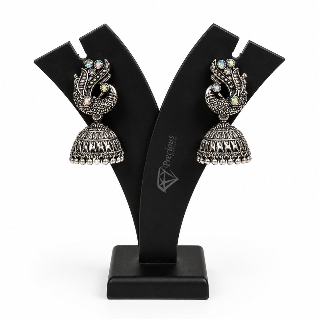 Detailed Mor Elegant Oxidized Silver Jhumka | Earring for Women & Girl