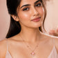 Pink Double Heart Shape AD Pendant for Women/Girls
