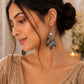Three Feather Elegant AD Traditional Oxidized Silver Jhumka for Women & Girls