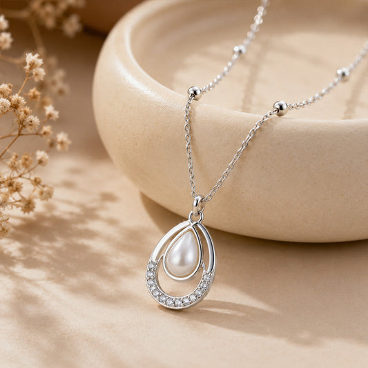Silver Egg Shape AD Pendant for Women/Girls