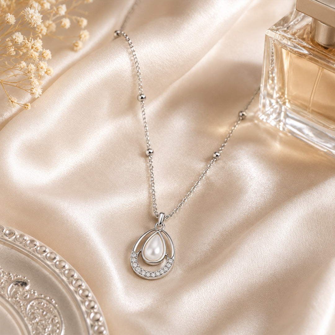 Silver Egg Shape AD Pendant for Women/Girls