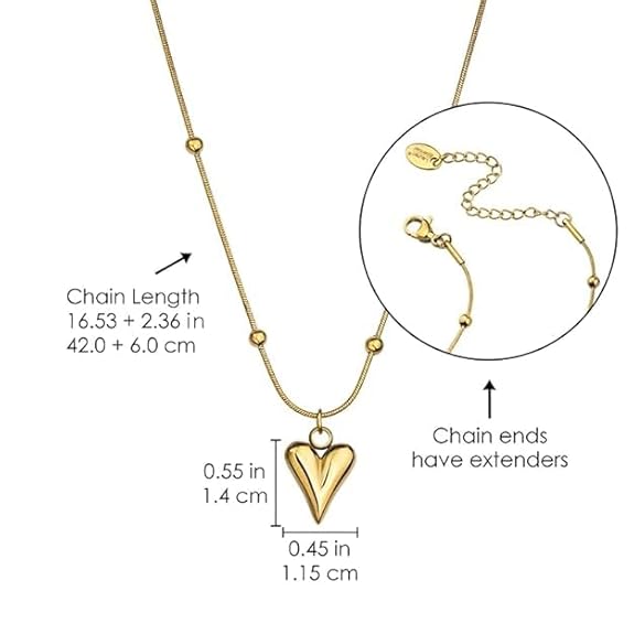 Pendant necklace chain for women girls Love anti tarnish stainless steel gold stylish