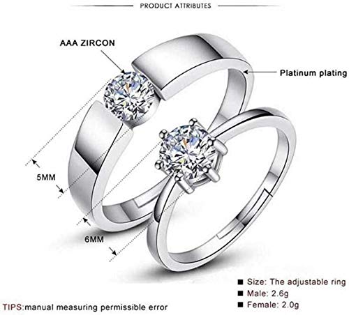 American diamond Stylish Couple Finger Ring Combo for women girls Men Boys girlfriend lovers