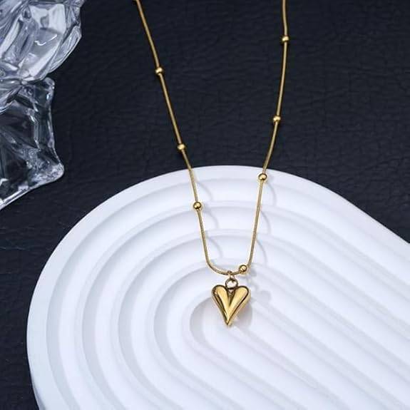 Pendant necklace chain for women girls Love anti tarnish stainless steel gold stylish