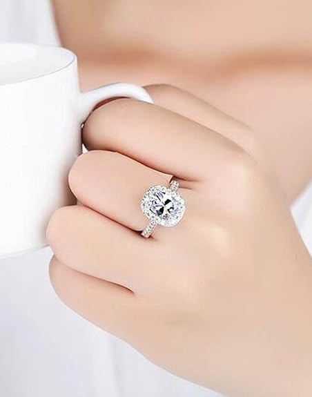 Stylish Silver Plated Solitaire Crystal Ring for Women and Girls