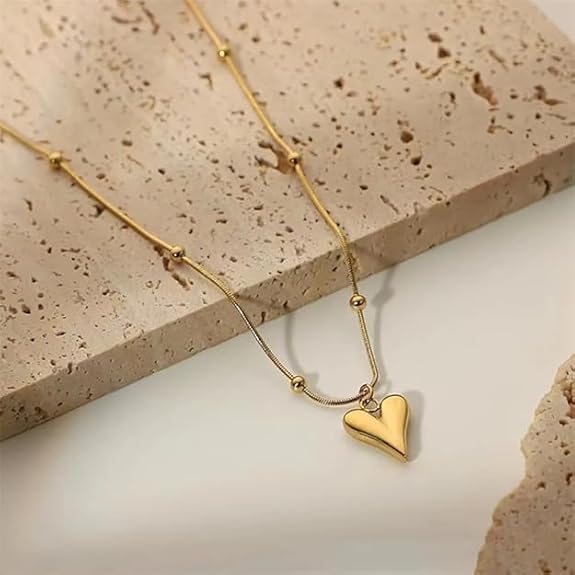 Pendant necklace chain for women girls Love anti tarnish stainless steel gold stylish