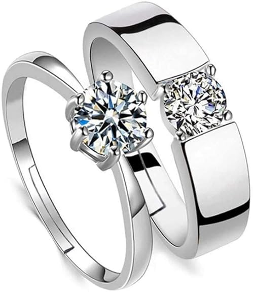 American diamond Stylish Couple Finger Ring Combo for women girls Men Boys girlfriend lovers