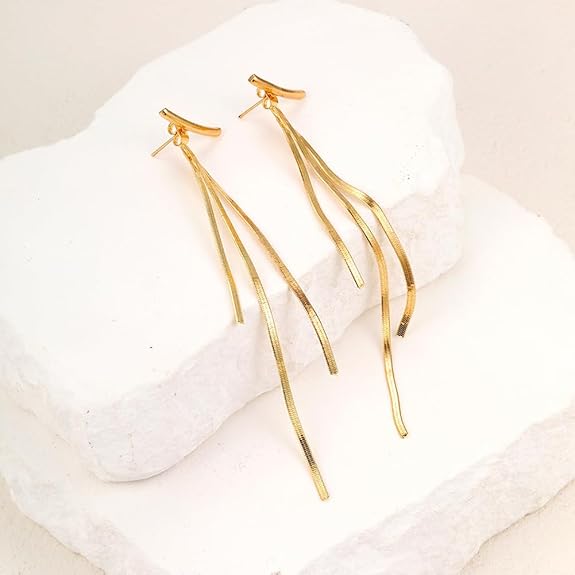 Latest Stylish Tassel Earrings for Women and Girls (Gold)