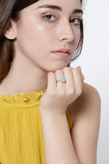 Stylish Silver Plated Solitaire Crystal Ring for Women and Girls