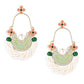 Zaveri Pearls Green & Peach Dazzling Stones Cresent Ethnic Dangle Earring For Women