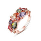 Crystal Rings For Women | Adjustable Ring Multicolor Swiss Cubic Zircon Crystal Ring | Rose Gold Plated