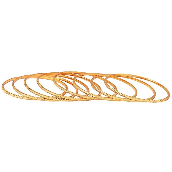 Shining Latest One Gram Gold Plated Set of 8 Traditional Bangles for Women and Girls