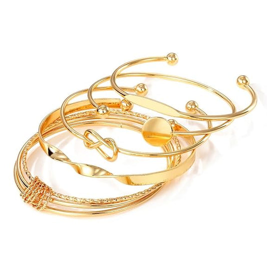 Shining Set of 5 Latest Stylish Multilayer Bangle Bracelet for Women and Girls