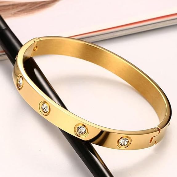 Shining18K Gold Plated Stainless Steel Openable Crystal Bracelet