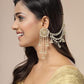 Creative Traditional Indian Fashion Gold Plated Multi Layer Pearls Ear Chain with Jhumka/Jhumki Earring Jewellery for Women & Girls