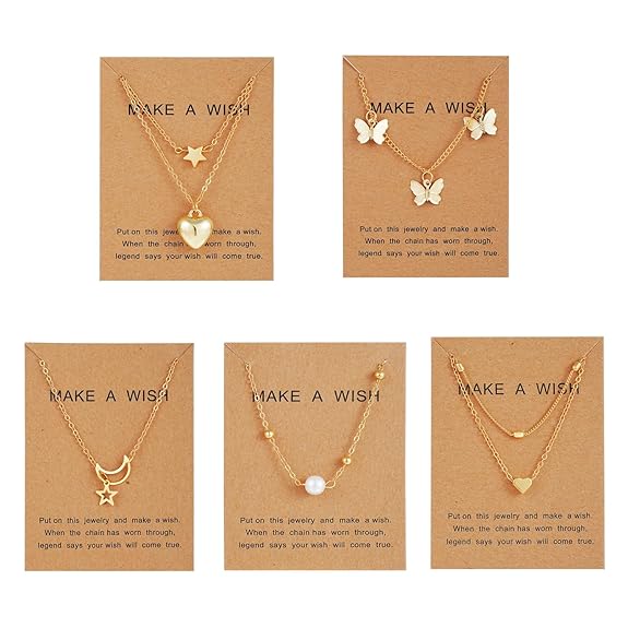 5 Pcs Latest Stylish Heart Butterfly Pearl Necklace Jewellery Set for Women