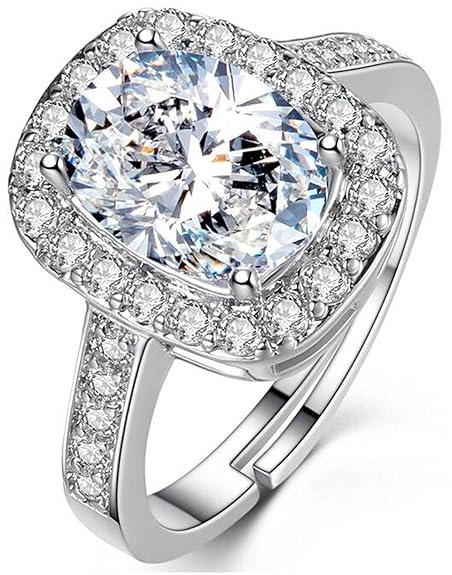 Stylish Silver Plated Solitaire Crystal Ring for Women and Girls