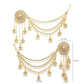 Creative Traditional Indian Fashion Gold Plated Multi Layer Pearls Ear Chain with Jhumka/Jhumki Earring Jewellery for Women & Girls