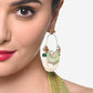 Zaveri Pearls Green & Peach Dazzling Stones Cresent Ethnic Dangle Earring For Women