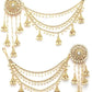 Creative Traditional Indian Fashion Gold Plated Multi Layer Pearls Ear Chain with Jhumka/Jhumki Earring Jewellery for Women & Girls