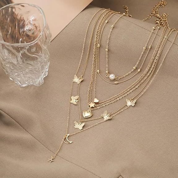 5-7 Pcs Combo Latest Stylish Western Necklace Set for Women