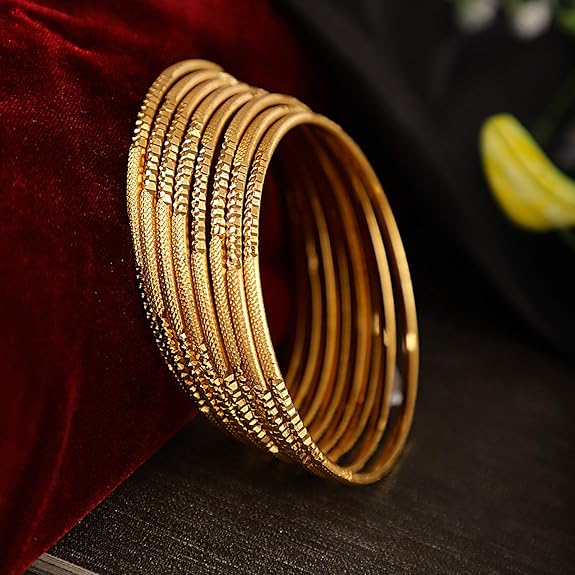 Shining Latest One Gram Gold Plated Set of 8 Traditional Bangles for Women and Girls