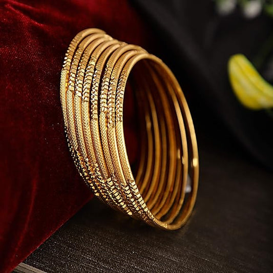 Shining Latest One Gram Gold Plated Set of 8 Traditional Bangles for Women and Girls
