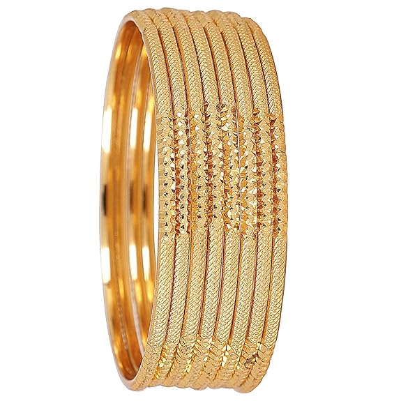 Shining Latest One Gram Gold Plated Set of 8 Traditional Bangles for Women and Girls