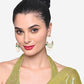 Zaveri Pearls Green & Peach Dazzling Stones Cresent Ethnic Dangle Earring For Women