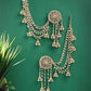 Creative Traditional Indian Fashion Gold Plated Multi Layer Pearls Ear Chain with Jhumka/Jhumki Earring Jewellery for Women & Girls