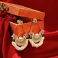 Zaveri Pearls Green & Peach Dazzling Stones Cresent Ethnic Dangle Earring For Women