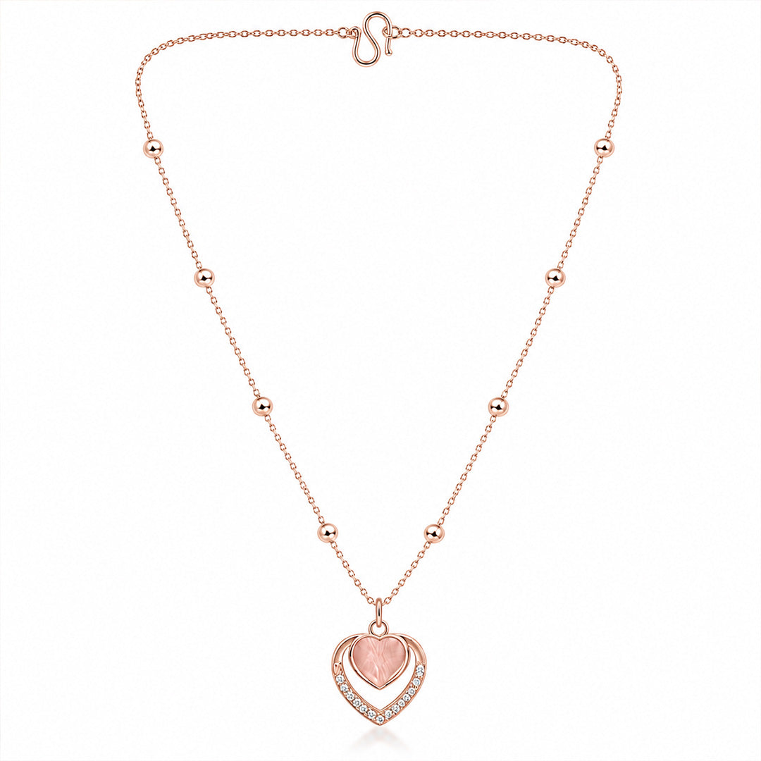 Pink Double Heart Shape AD Pendant for Women/Girls